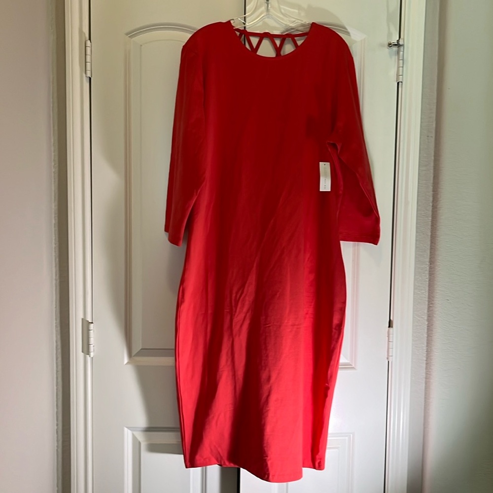 NY & Co Coral Red BodyCon Dress- size XXLarge